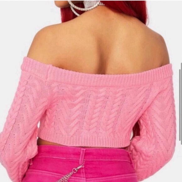 RARE knit off the shoulder cropped sweater - Picture 3 of 5